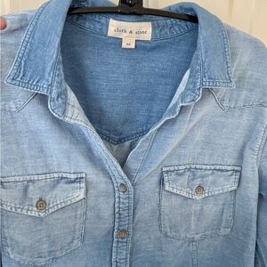 Cloth & Stone Ombré Sky Blue Soft Thin Corduroy Button-Up Shirt women’s / medium